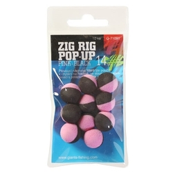 PĚNOVÉ PLOVOUCÍ BOILIE ZIG RIG POP-UP PINK-BLACK 14MM,10KS