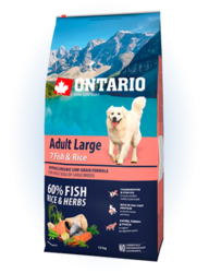 Ontario Adult Large Fish & Rice 12kg+ konzerva + miska + DOPRAVA NEBO BONUS ZDARMA