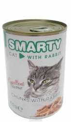 SMARTY konzerva pro kočky králík kousky 410g