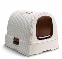 Toaletka WC pro kočky domek Rattan béžová + DOPRAVA ZDARMA