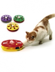 Hračka pro kočky talíř plastový s míčkem a myškou 24cm KARLIE 1ks
