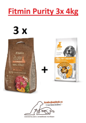 Fitmin dog Purity Grain Free Adult MINI Beef 12kg(3x4kg) + bonus ZDARMA 