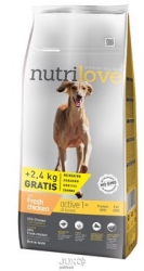 Nutrilove pes granule ACTIVE fresh kuřecí 12kg+2,4