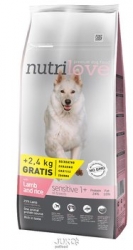 Nutrilove pes granule SENSITIVE jeh+rýže 12kg+2,4