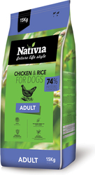 Nativia Adult CHICKEN&RICE 15 kg + DOPRAVA NEBO DÁRKY ZA 40 KČ ZDARMA, NAVÍC AKCE 10+1 GRATIS!