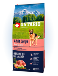 Ontario Adult Large Beef & Rice 12kg+ konzerva + miska + DOPRAVA NEBO BONUS ZDARMA