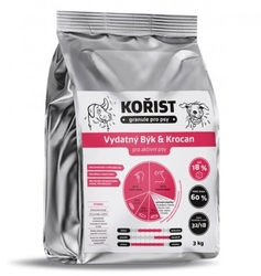 Kořist - Vydatný býk a Krocan - pro aktivní psy 18kg 