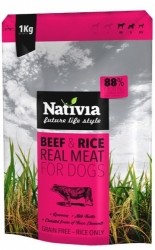 Nativia REAL MEAT beef&rice 8kg - 72% MASA + DOPRAVA NEBO DÁRKY ZA 100 KČ ZDARMA, NAVÍC AKCE 10+1 GRATIS!