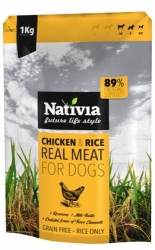 Nativia REAL MEAT chicken&rice 8kg - 72% MASA, + DOPRAVA NEBO DÁRKY ZA 100 KČ ZDARMA, NAVÍC AKCE 10+1 GRATIS!