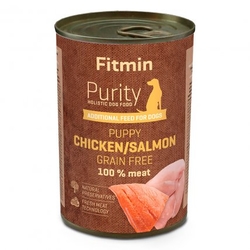 Fitmin Purity konzerva kuřecí s lososem pro štěňata 400 g - kusy masa!