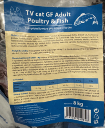 TV cat GF Adult Poultry+Fish 8kg- GRANULE Z TOVÁRNY FITMIN