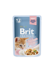 Brit Premium Cat Pouch with Chicken Fillets in Gravy for Kitten 