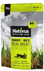 Nativia REAL MEAT rabbit&rice 1kg - 73% MASA, NOVINKA!