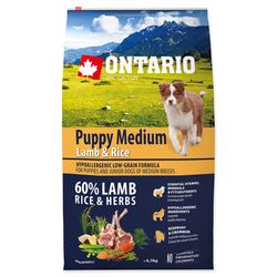 Ontario Puppy Medium Lamb & Brown Rice 6,5kg