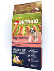 Ontario Puppy & Junior Large Chicken & Potatoes12kg+ 2,25 kg + DOPRAVA NEBO BONUS ZDARMA
