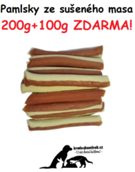 Tyčky z rybího masa pro větší psy 200g+100g ZDARMA! cca. 12 kousků