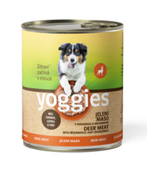 800g Yoggies jelení konzerva s pohankou a brusinkami