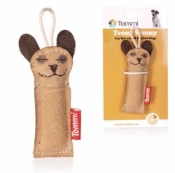 Kožená hračka pro psy MINI Natur pes paleček 10,5 cm