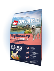 Ontario Large Weight Control Turkey & Potatoes 12kg+ konzerva + miska + DOPRAVA NEBO BONUS ZDARMA