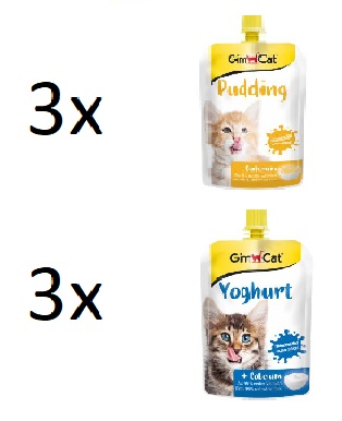 OCHUTNÁVKOVÉ BALENÍ - 3x vanilkový pudink + 3x jogurt pro kočky 